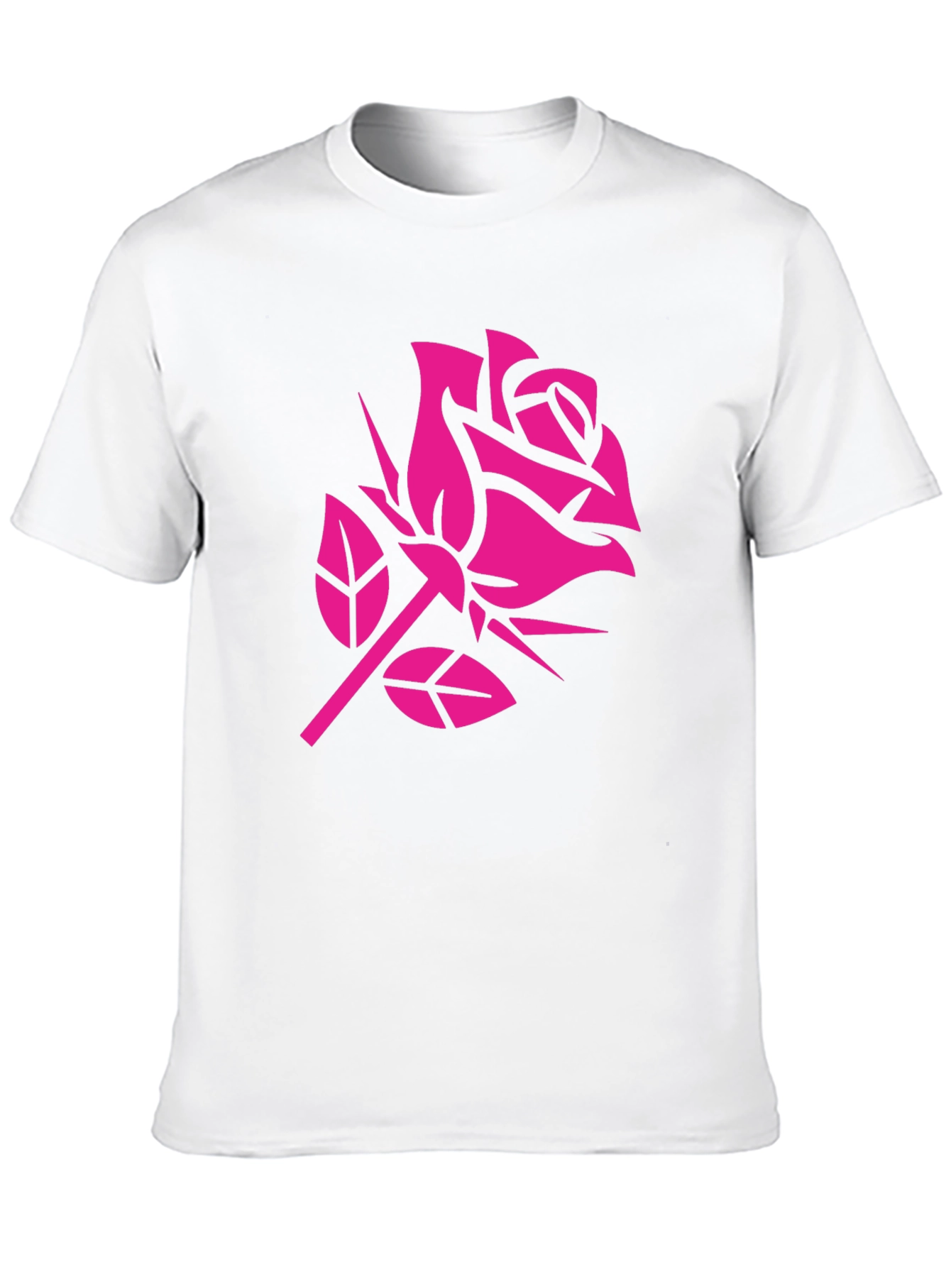 Pink Rose Graphic Black T-Shirt