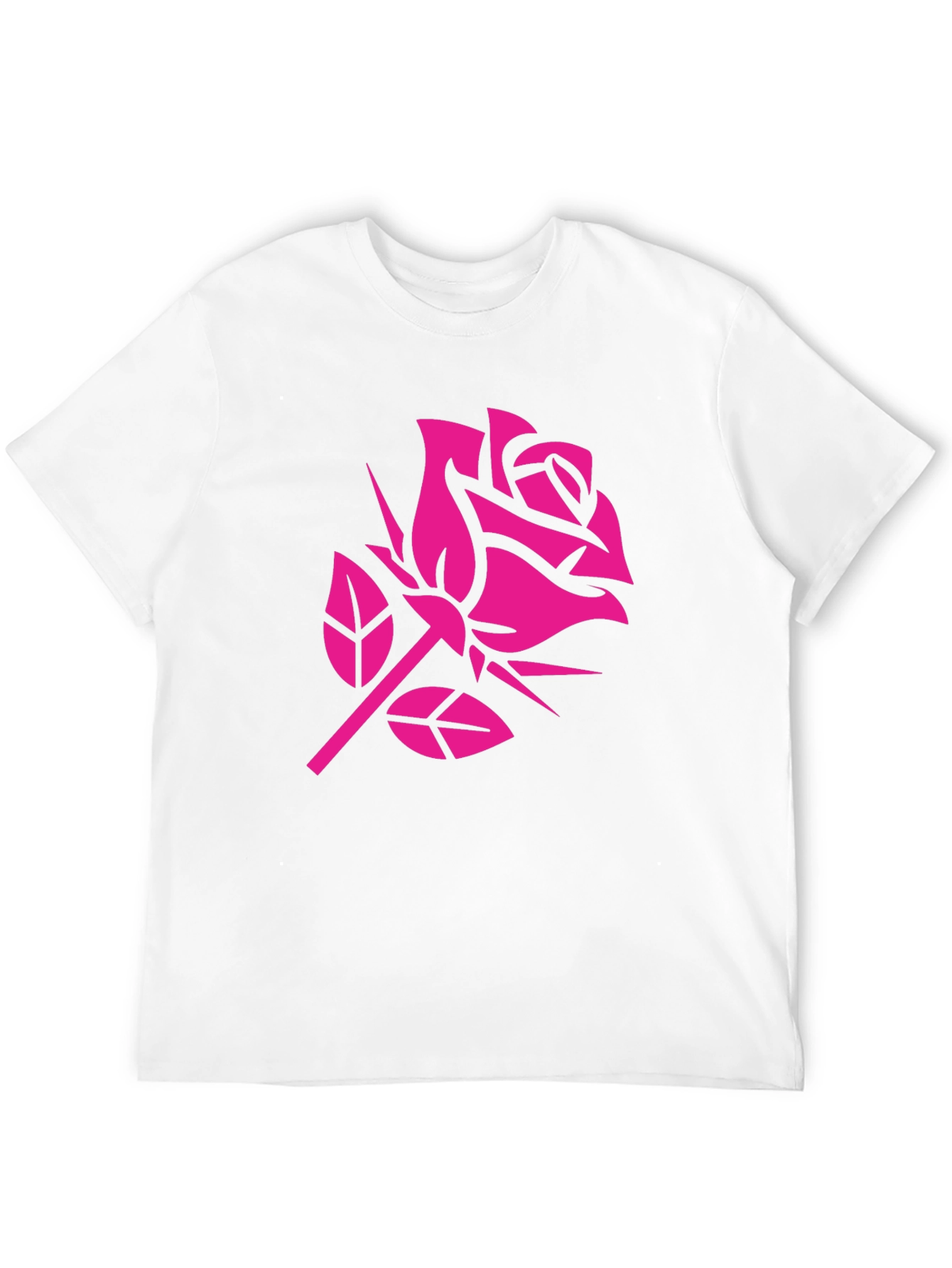 Pink Rose Graphic Black T-Shirt
