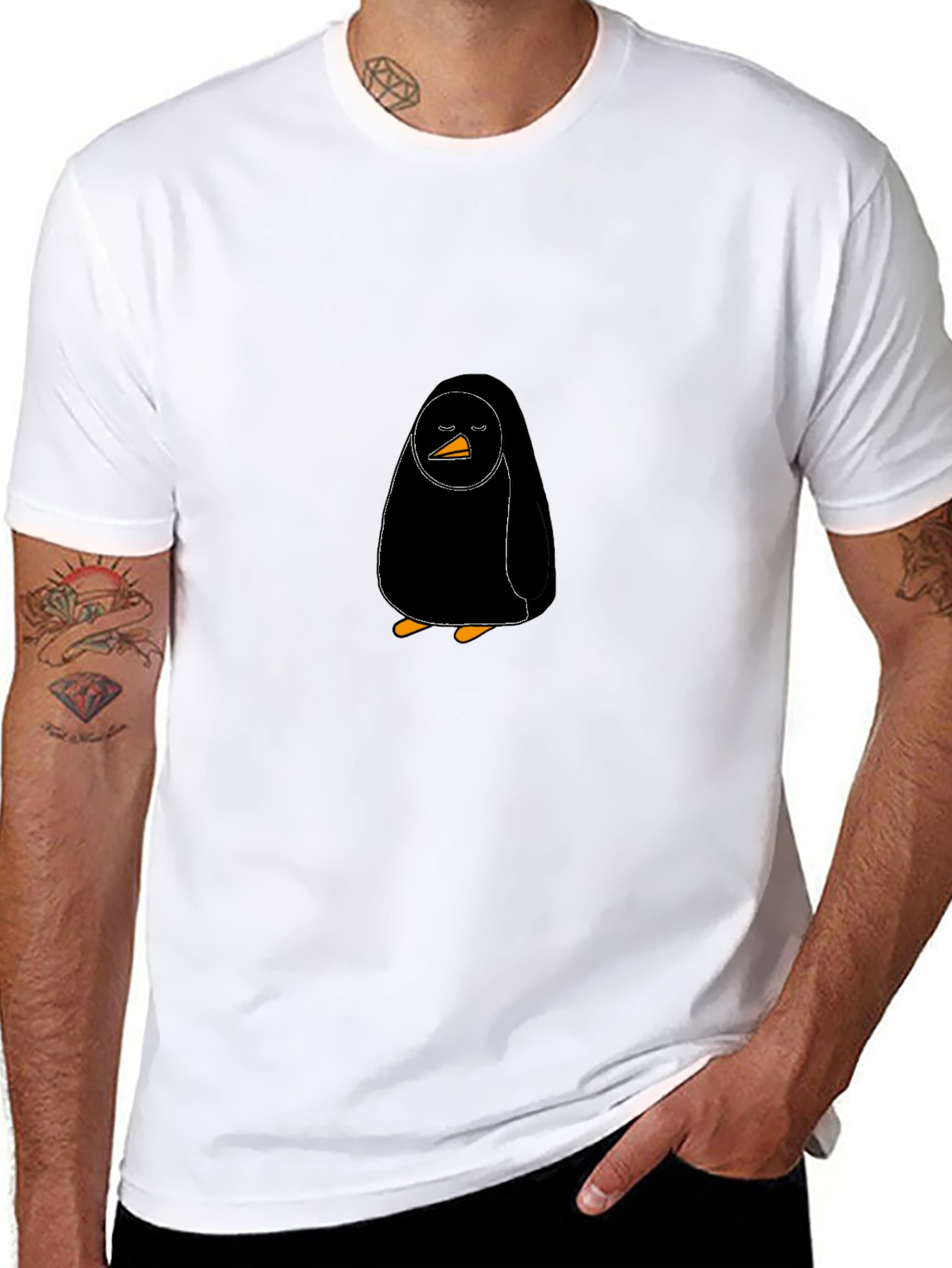 Black Penguin Graphic T-Shirt - Cool Casual Wear