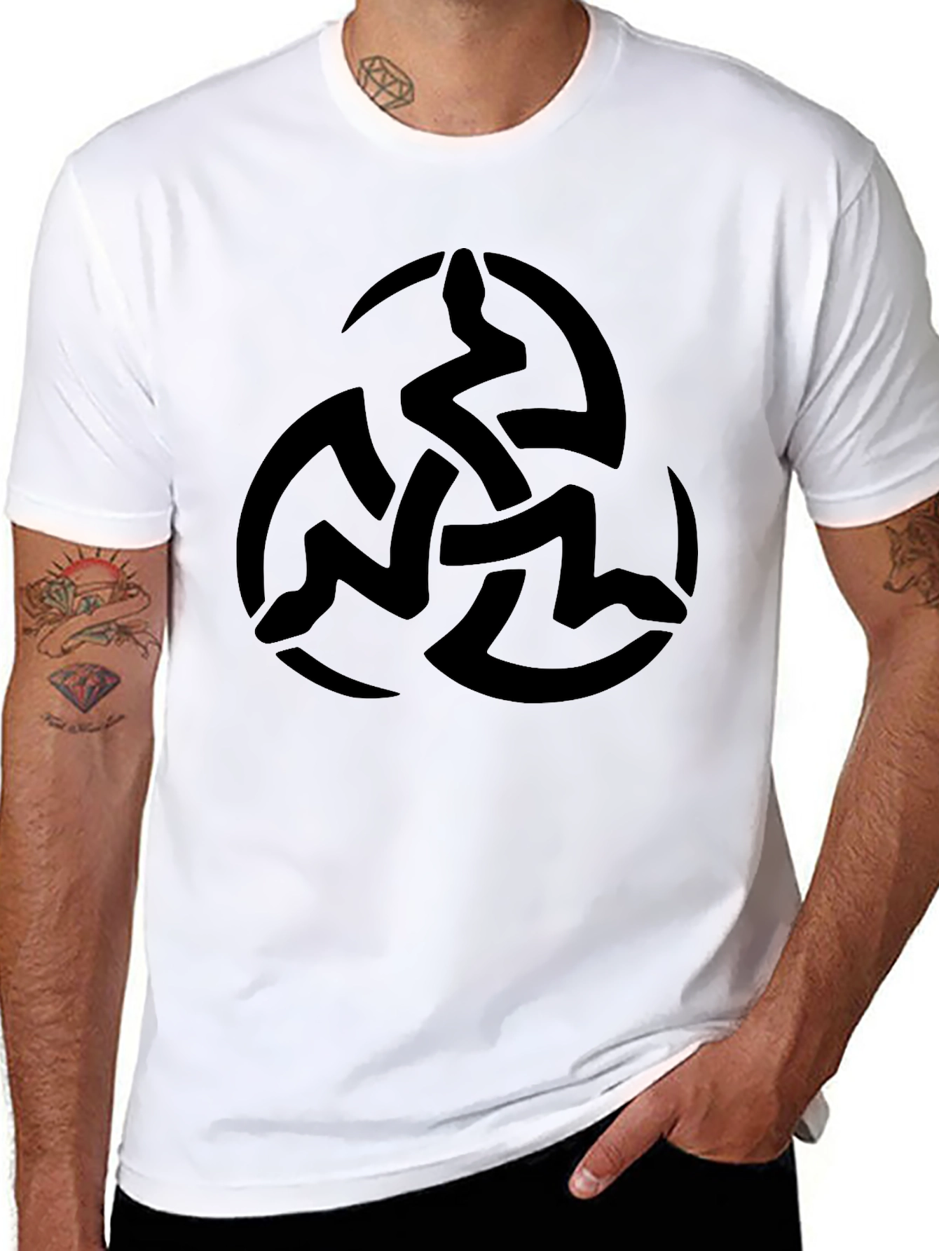 Mens Black T-Shirt with Celtic Knot Design