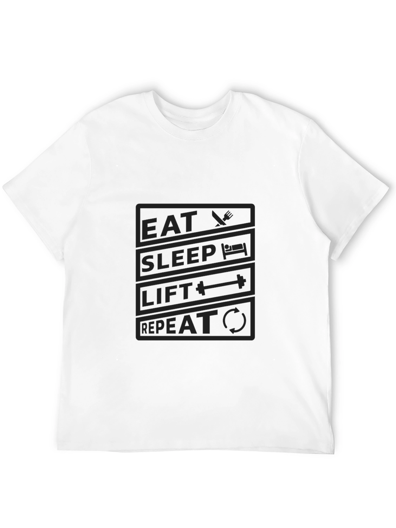 Eat Sleep Lift Repeat Black Graphic T-Shirt