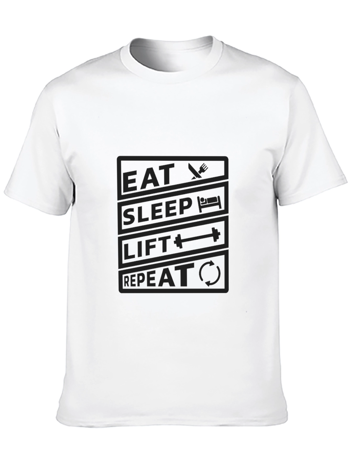 Eat Sleep Lift Repeat Black Graphic T-Shirt