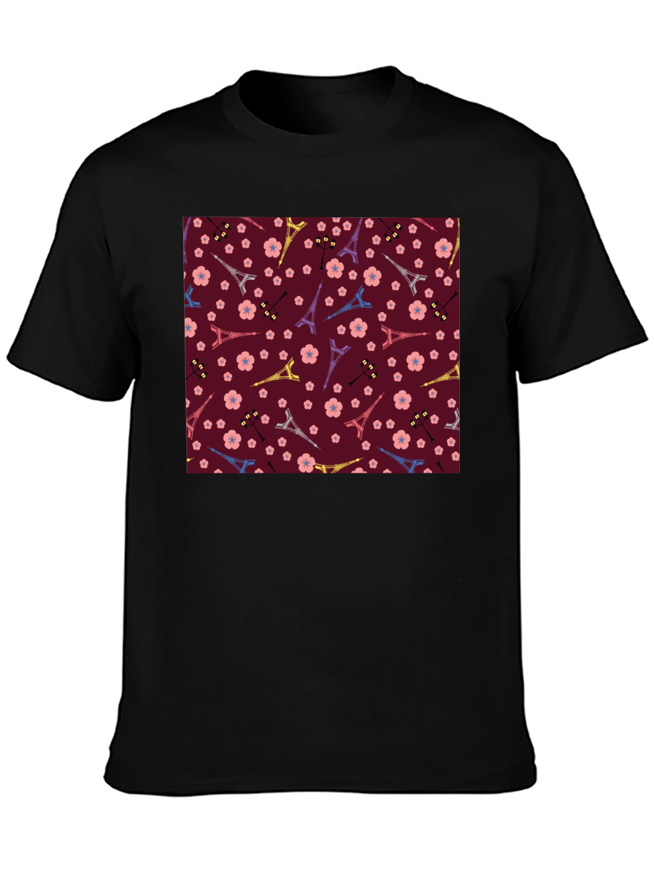 Paris Eiffel Tower Blossom Pattern T-Shirt