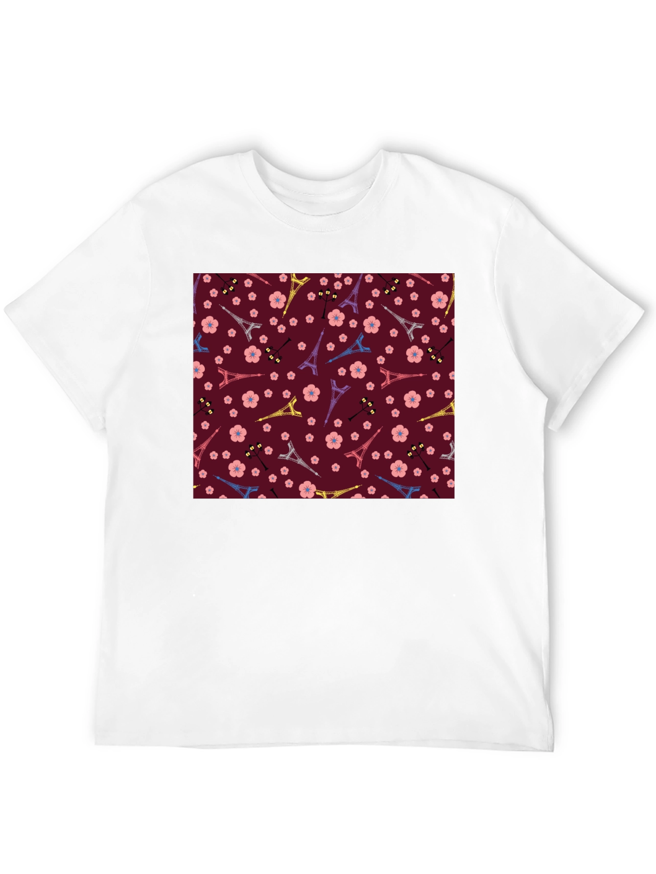 Paris Eiffel Tower Blossom Pattern T-Shirt
