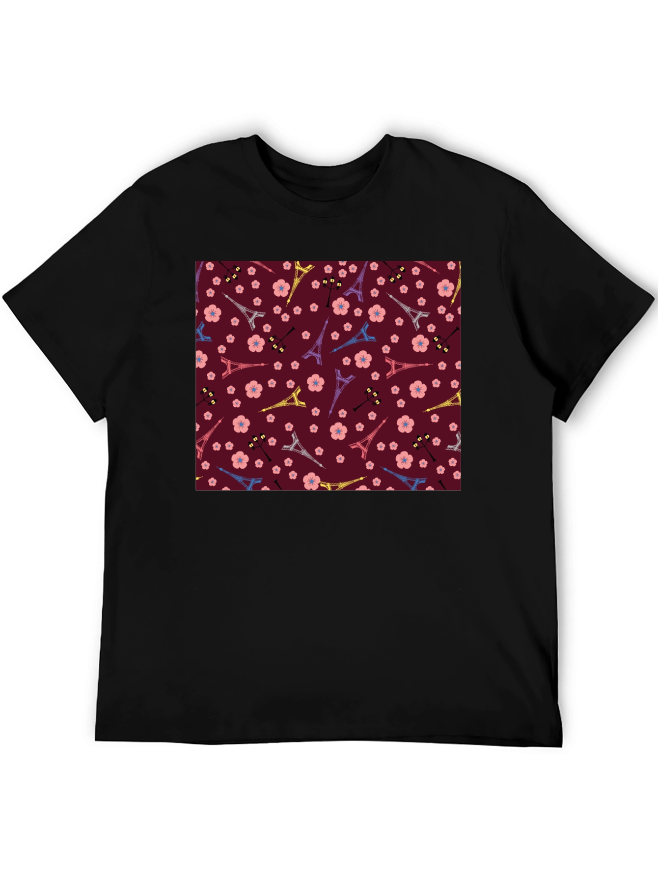 Paris Eiffel Tower Blossom Pattern T-Shirt