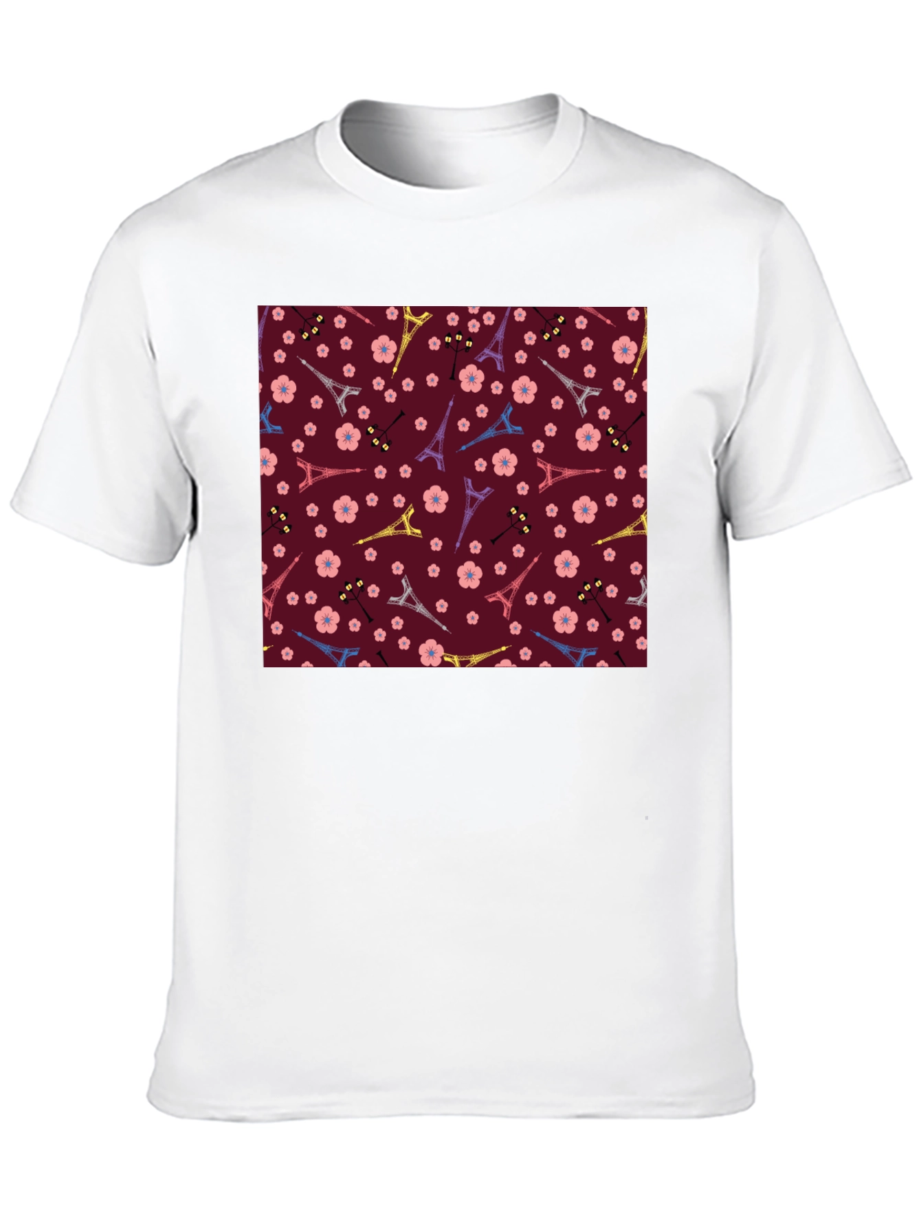 Paris Eiffel Tower Blossom Pattern T-Shirt