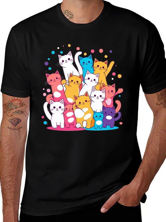 Colorful Cats Graphic T-Shirt
