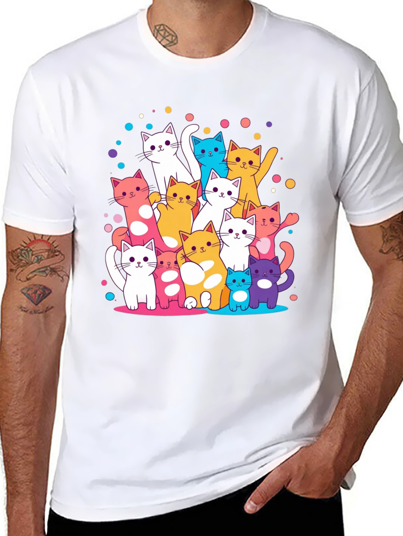 Colorful Cats Graphic T-Shirt