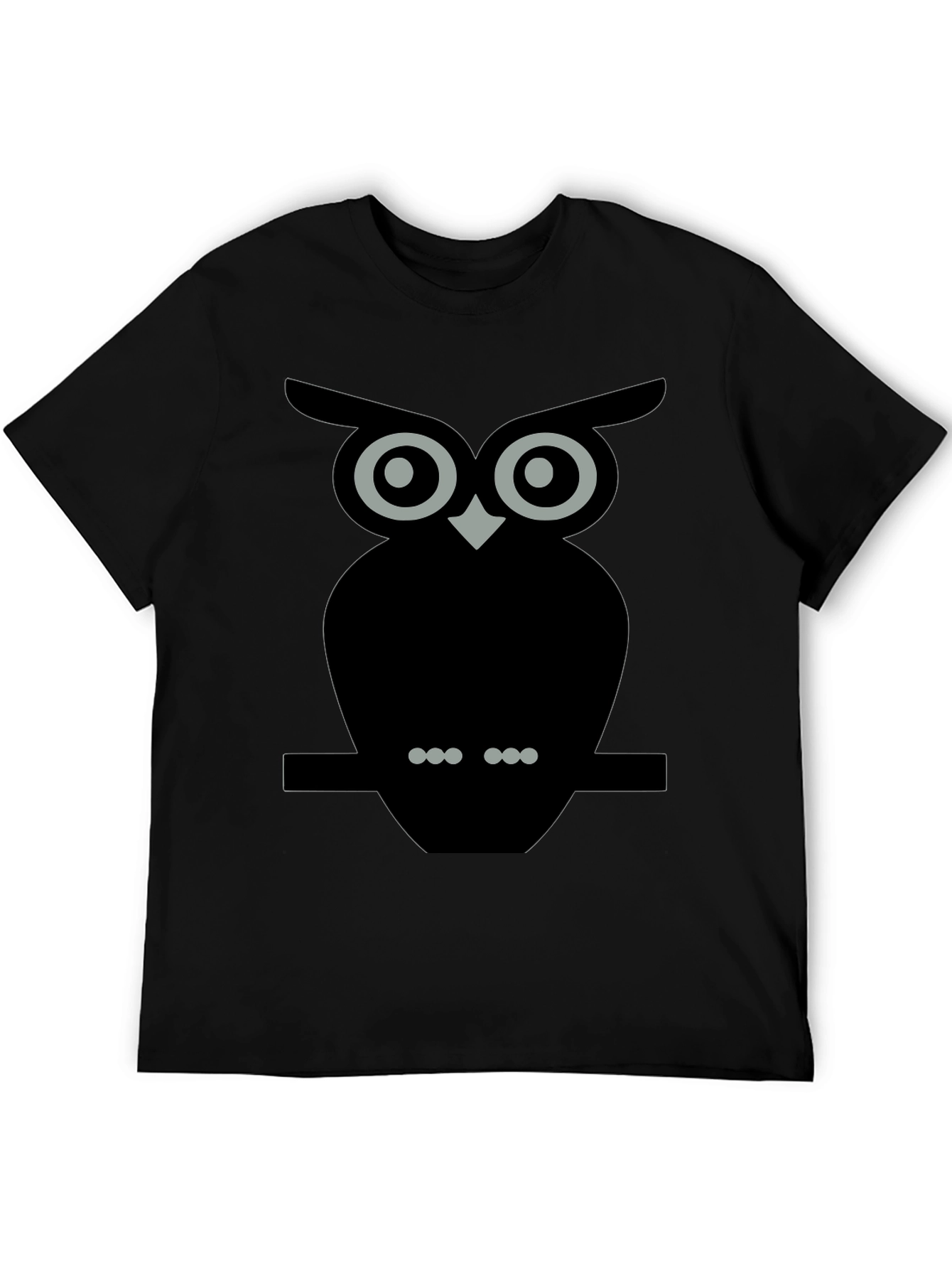 Owl Graphic Tee - Black Cotton Blend T-Shirt