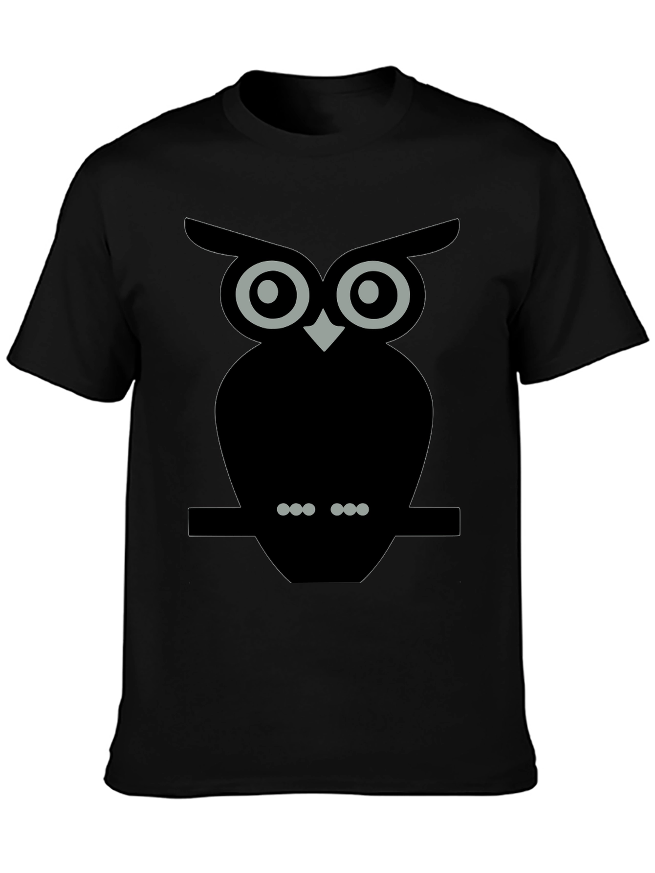 Owl Graphic Tee - Black Cotton Blend T-Shirt