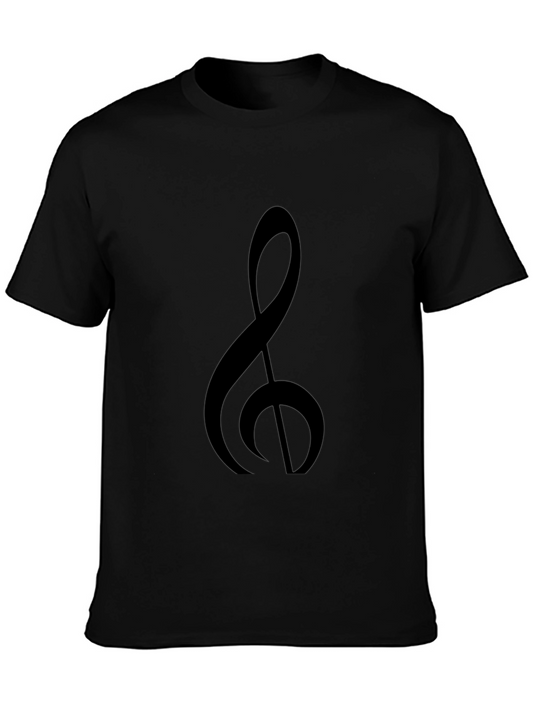 Musical Treble Clef Graphic Tee - Classic Black