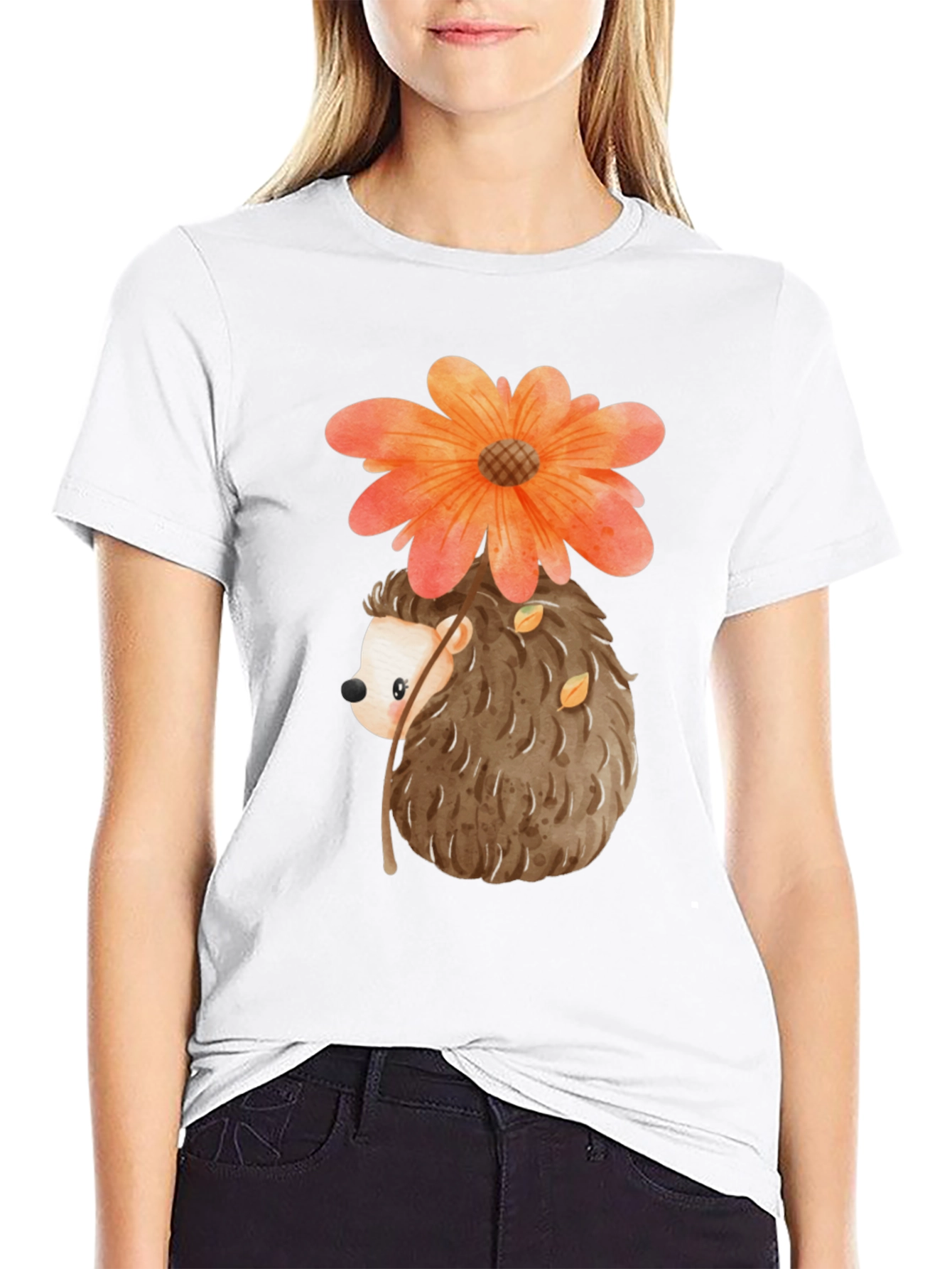Hedgehog with Flower T-Shirt