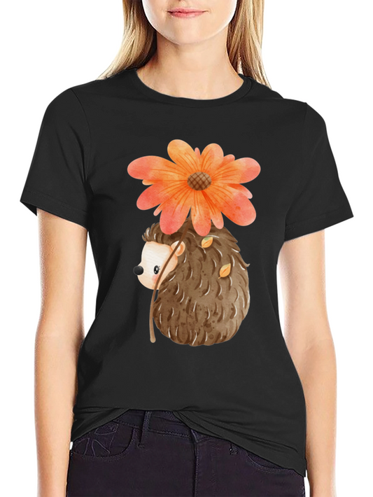 Hedgehog with Flower T-Shirt