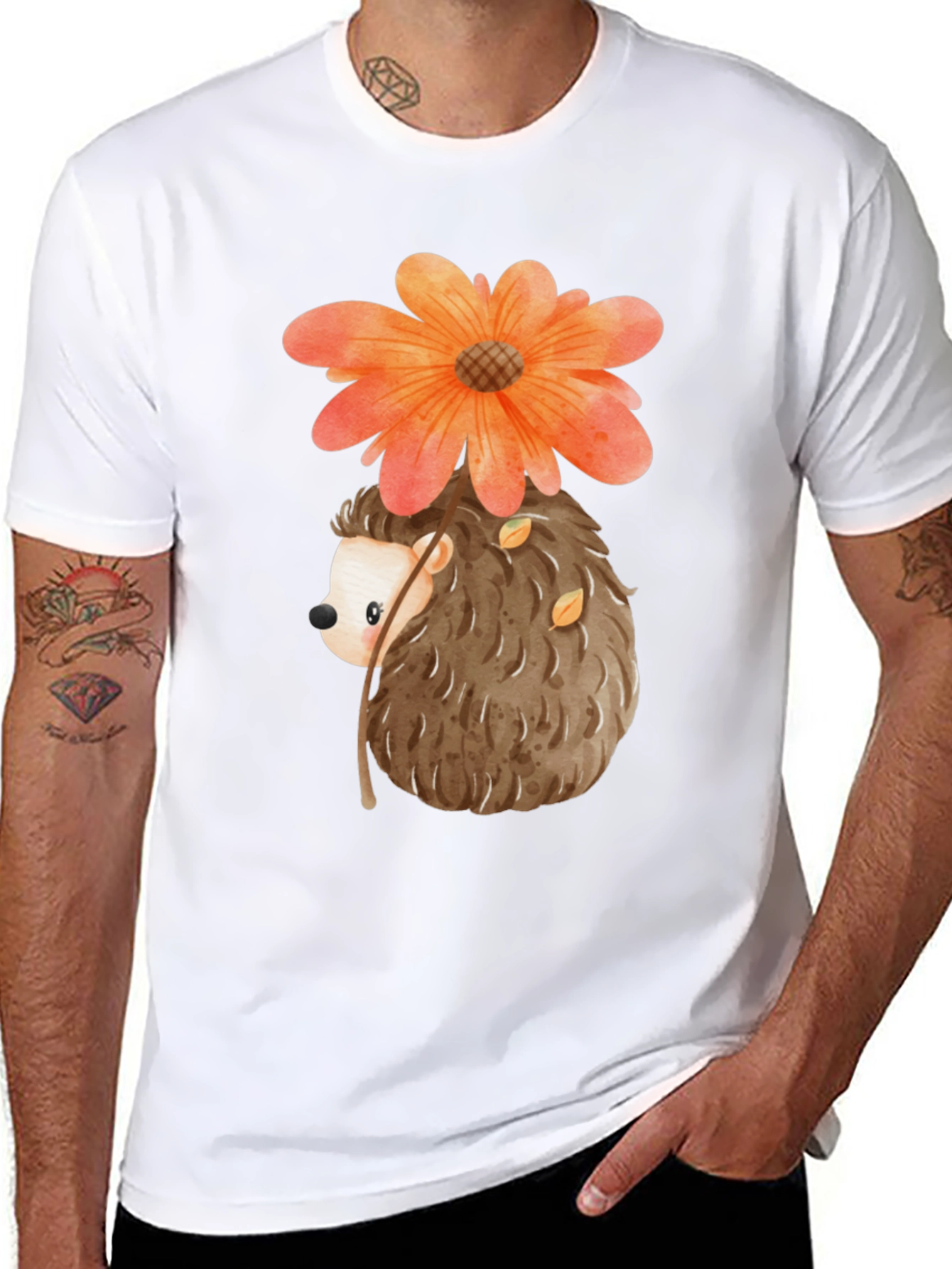 Hedgehog with Flower T-Shirt