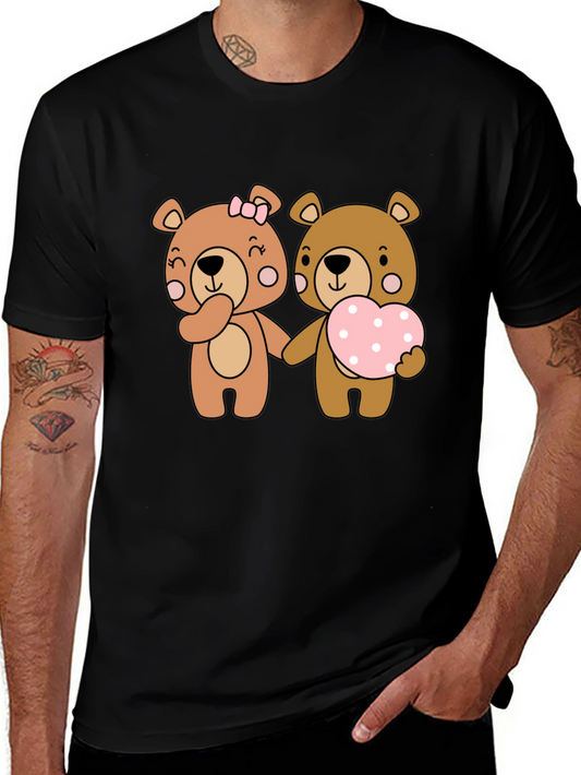 Bear Love Couple Black T-Shirt