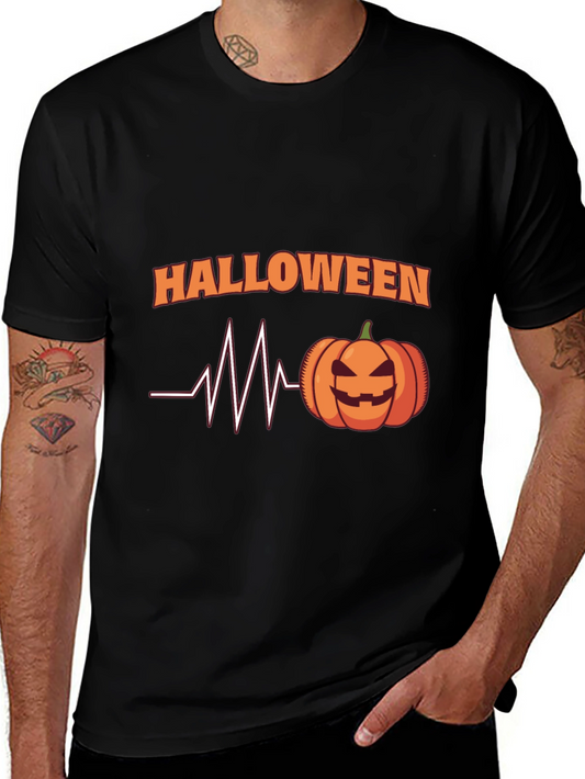 Halloween Heartbeat Pumpkin Black T-Shirt