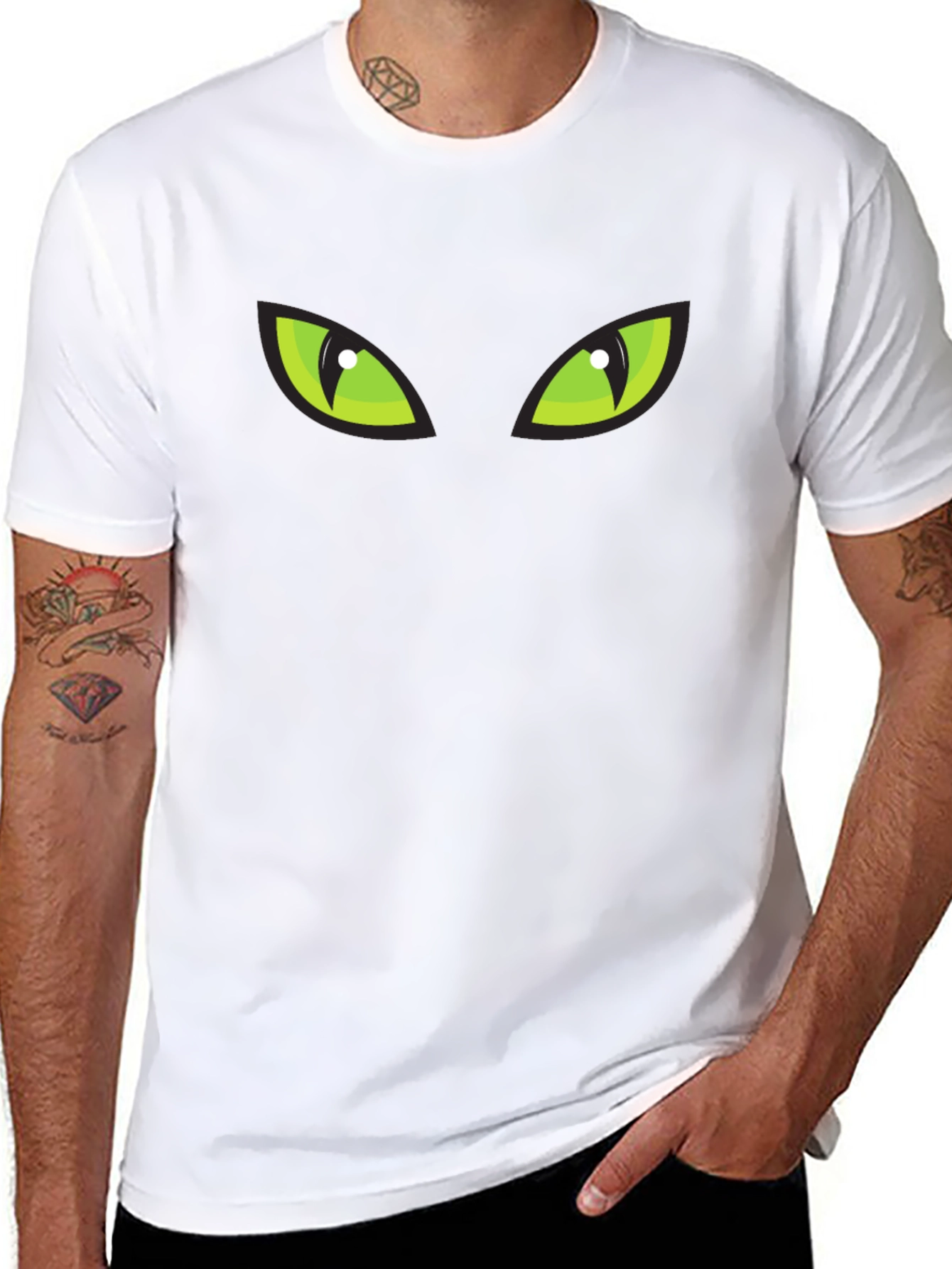 Mysterious Green Eyes Black T-Shirt