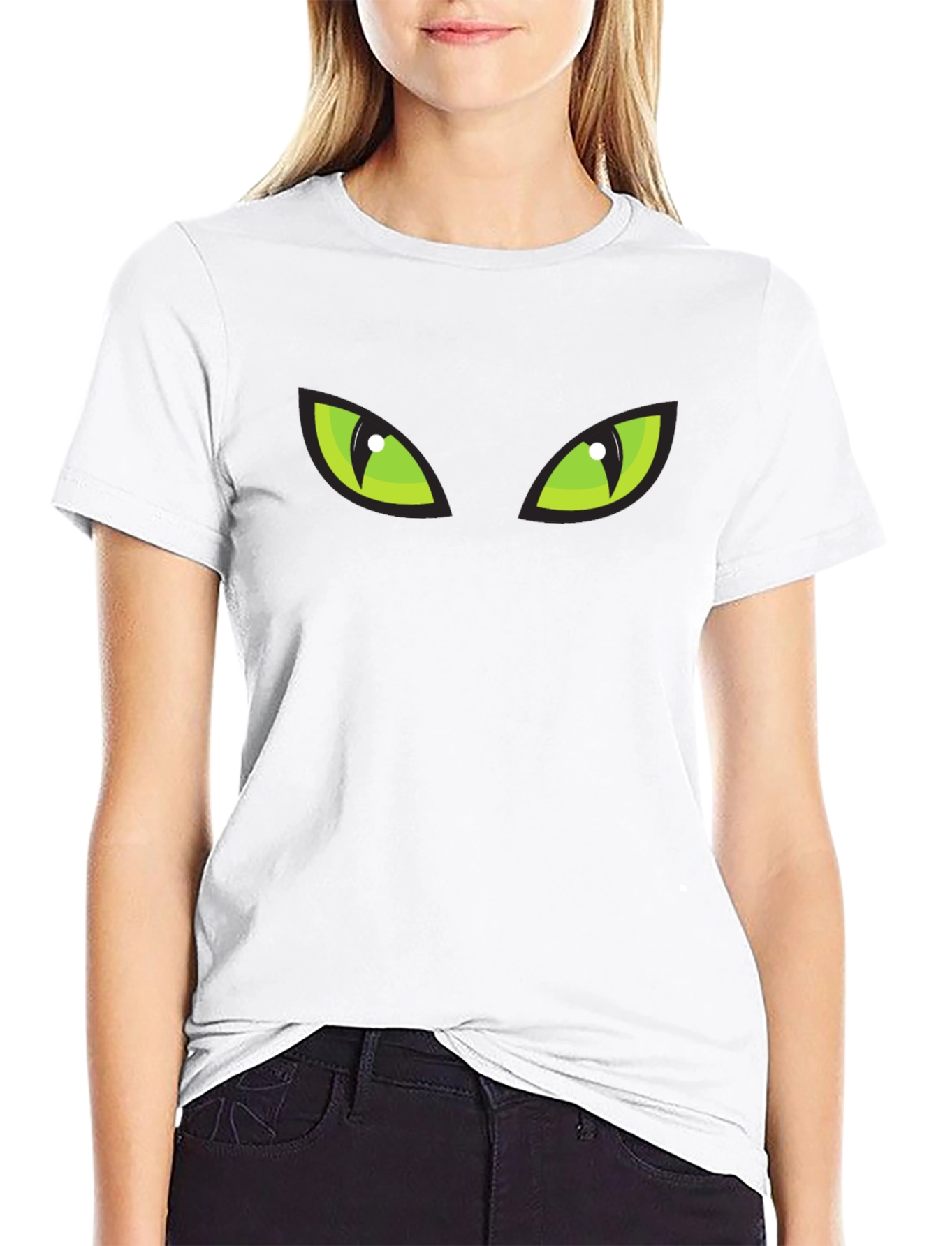 Mysterious Green Eyes Black T-Shirt