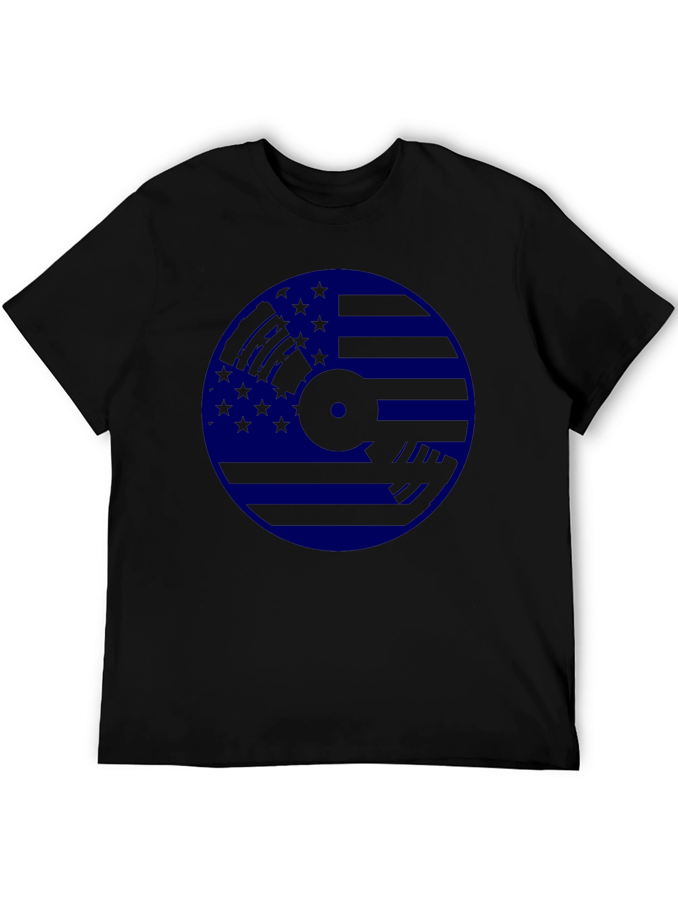 Guitarist USA Flag Graphic Black T-Shirt