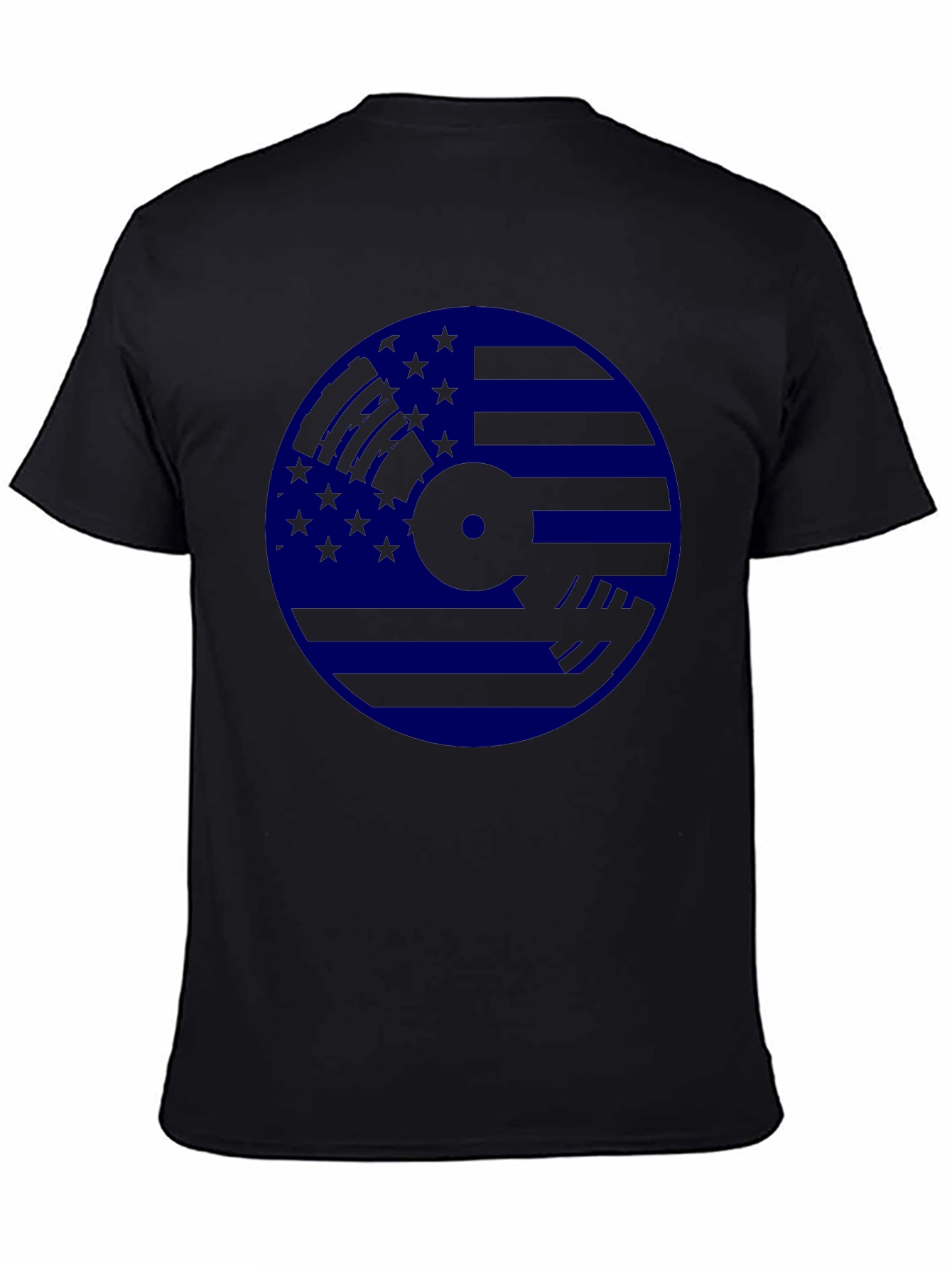 Guitarist USA Flag Graphic Black T-Shirt