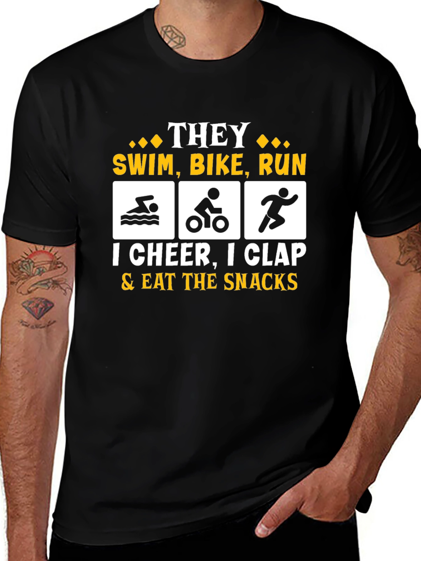 Triathlon Fan T-Shirt: Swim Bike Run Cheer Squad