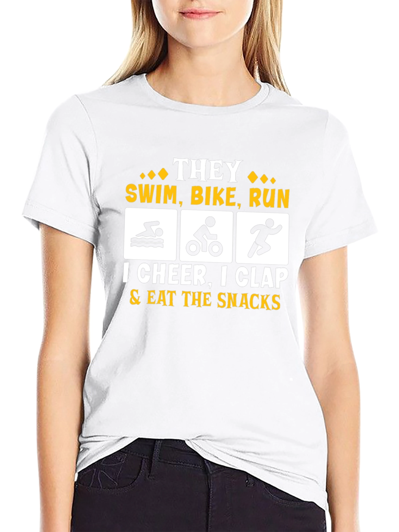 Triathlon Fan T-Shirt: Swim Bike Run Cheer Squad