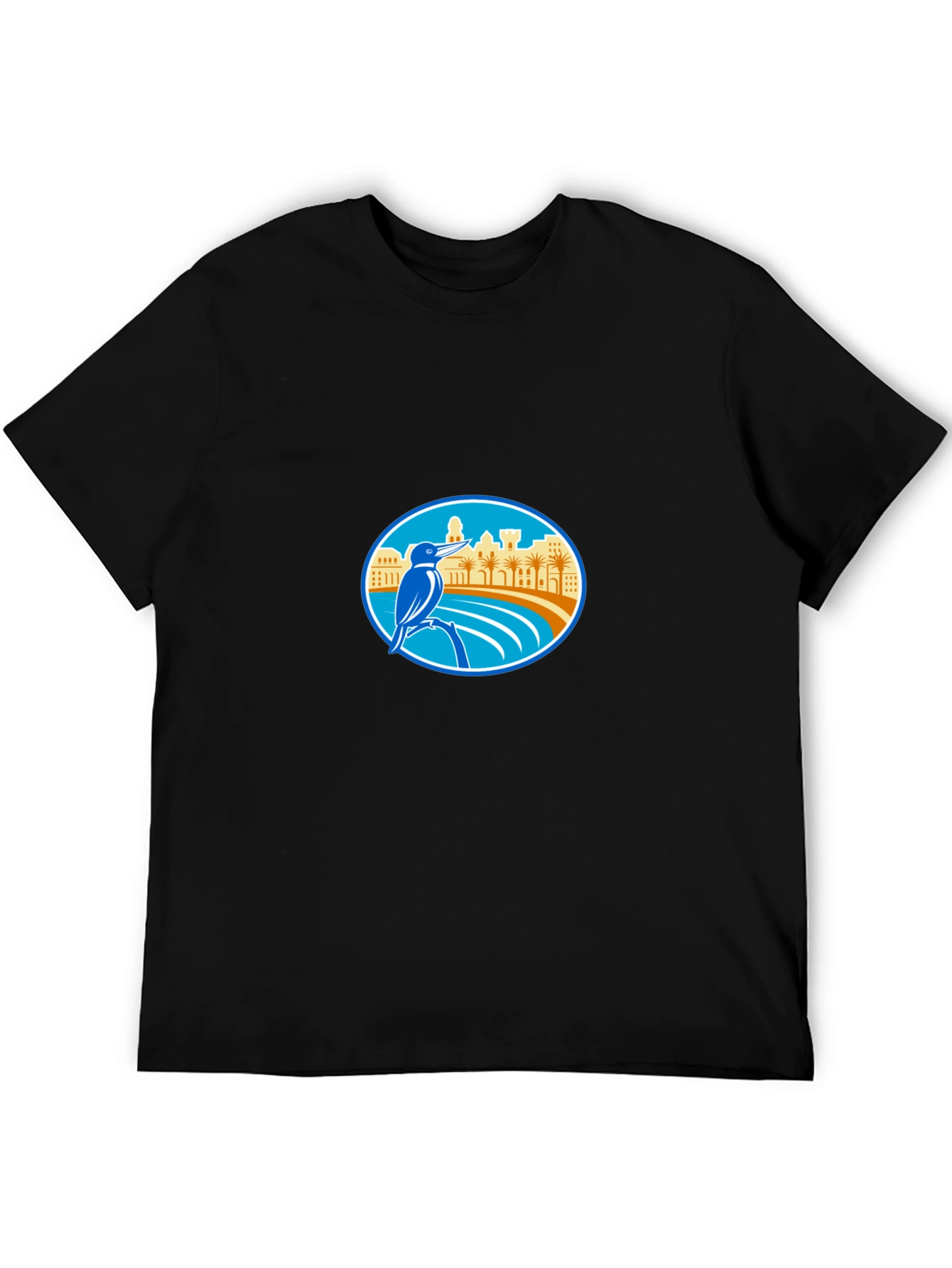 Kingfisher Bird Coastal City T-Shirt