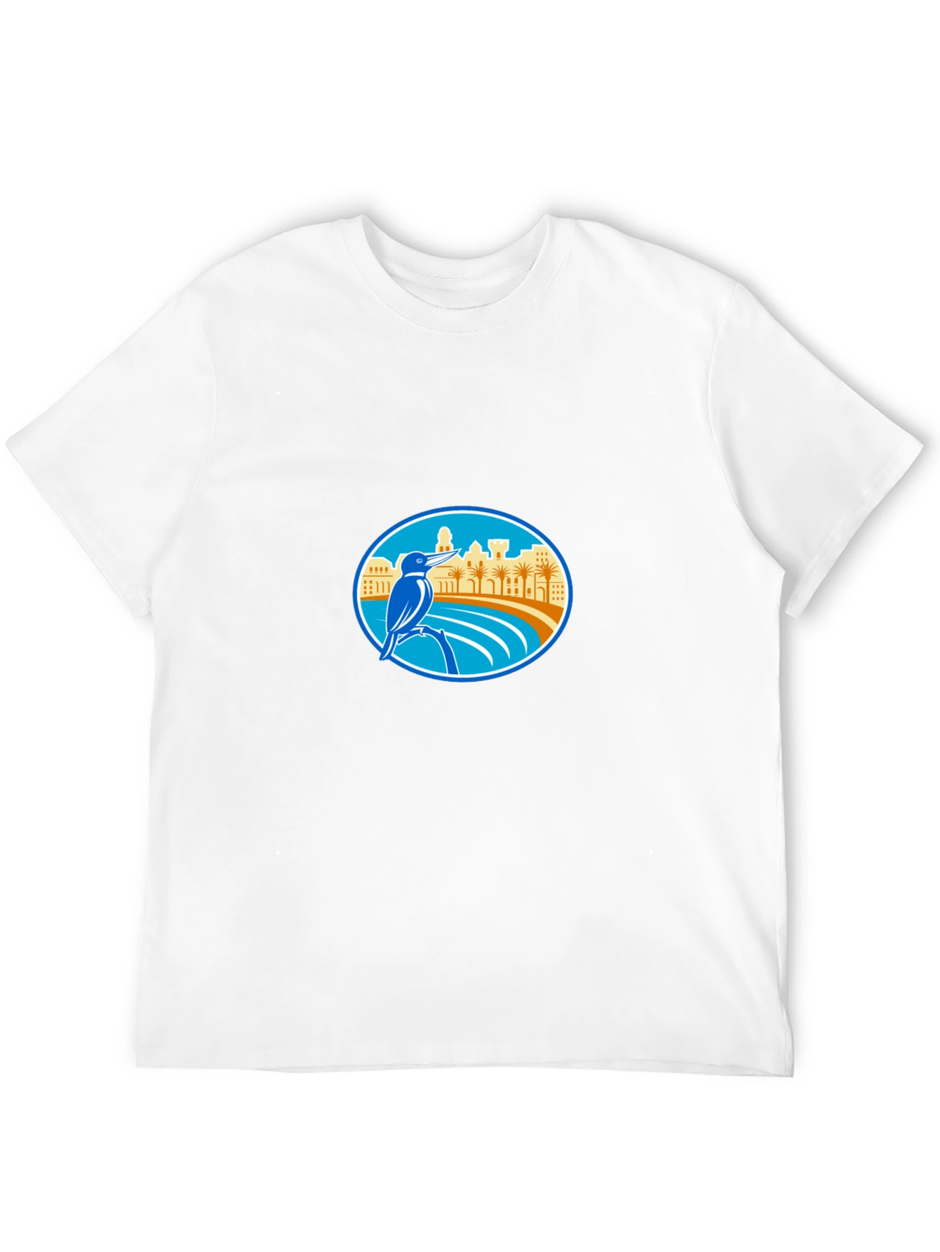 Kingfisher Bird Coastal City T-Shirt
