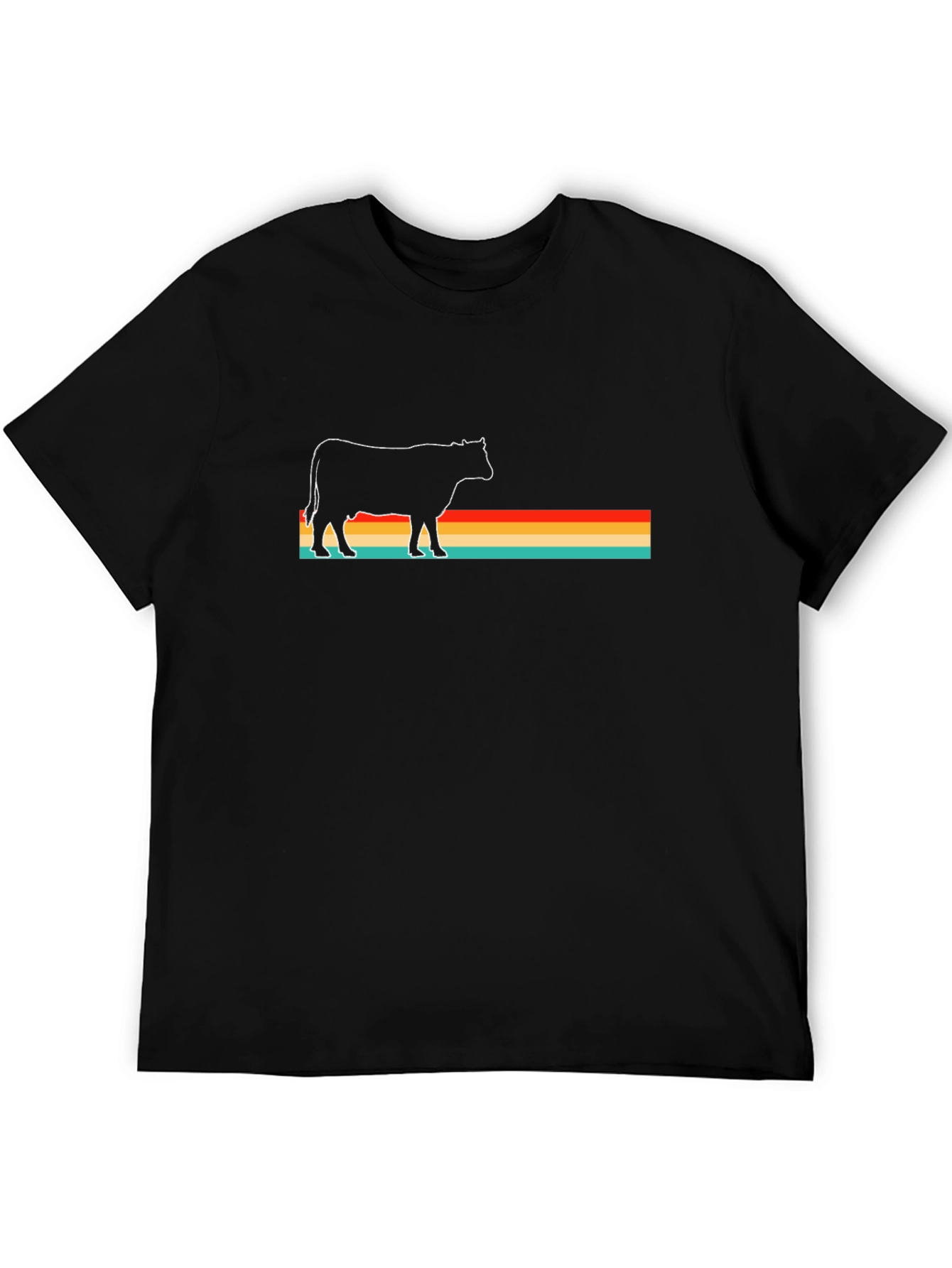 Retro Cow Graphic Black T-Shirt