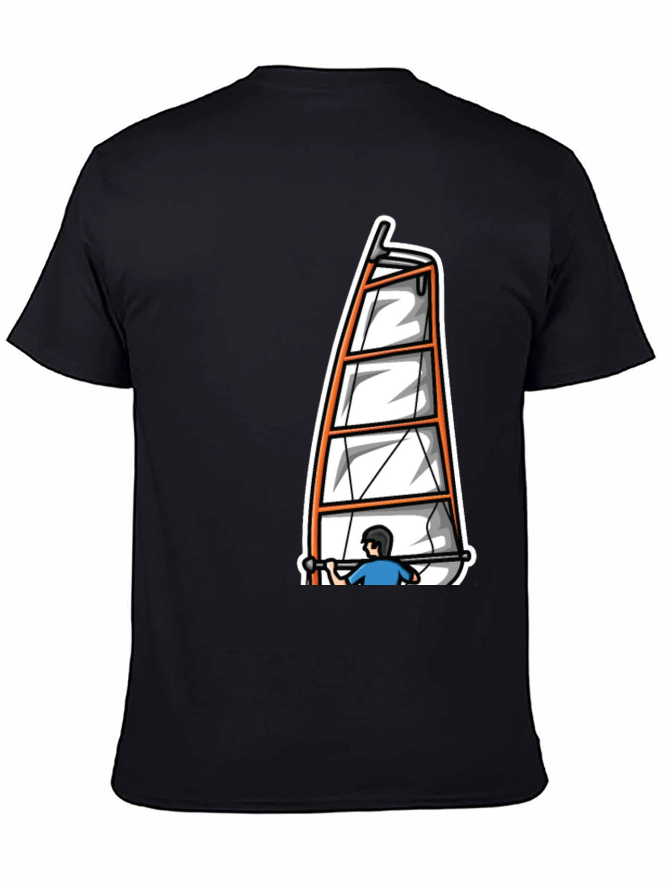 Windsurfing Graphic Tee - Black Cotton T-Shirt