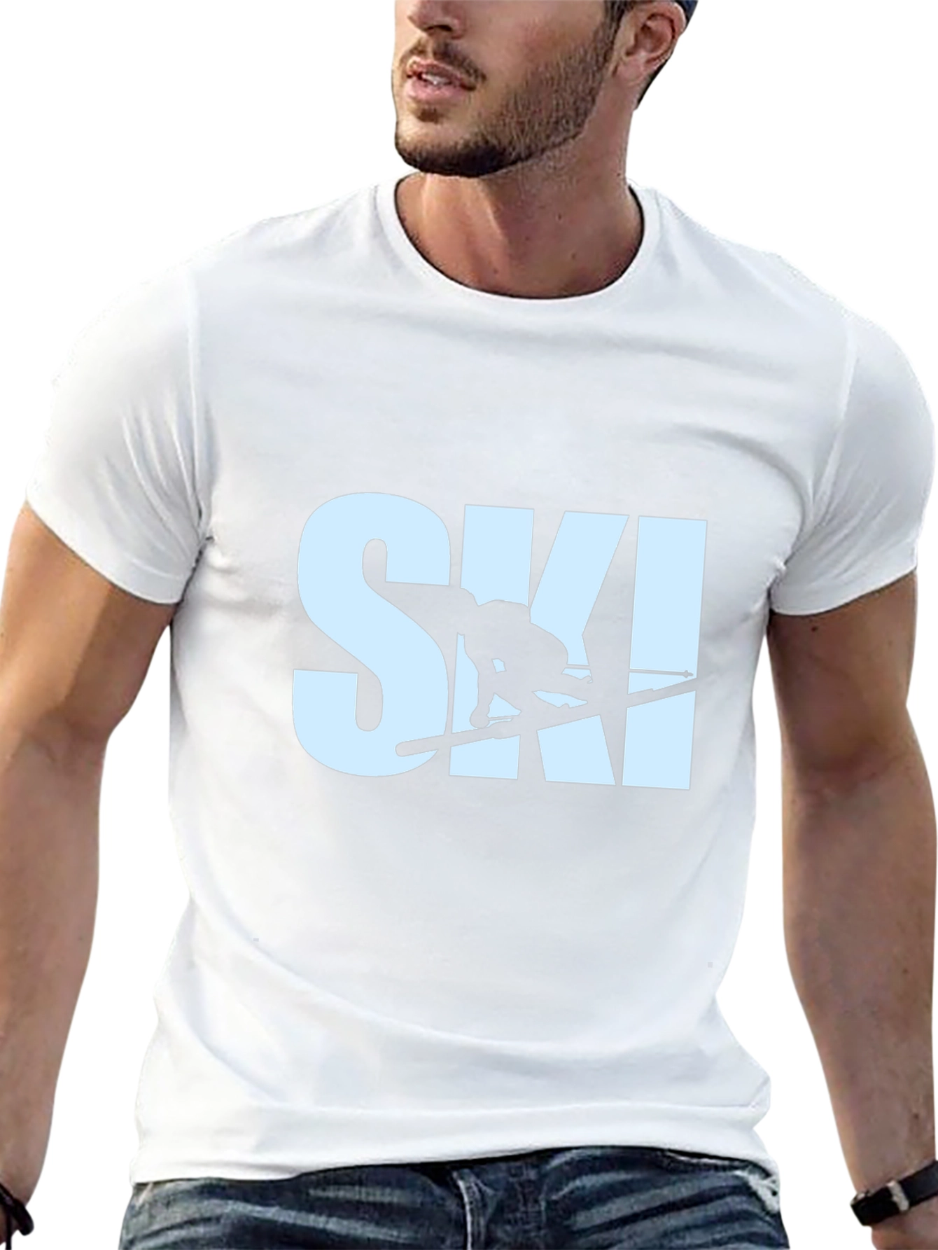 Mens Ski T-Shirt - Black Graphic Tee
