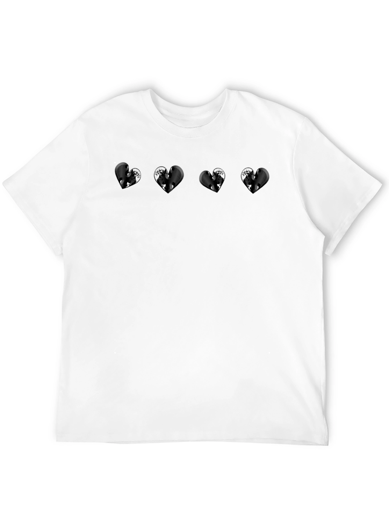 Heart Print Black T-Shirt - Casual Style