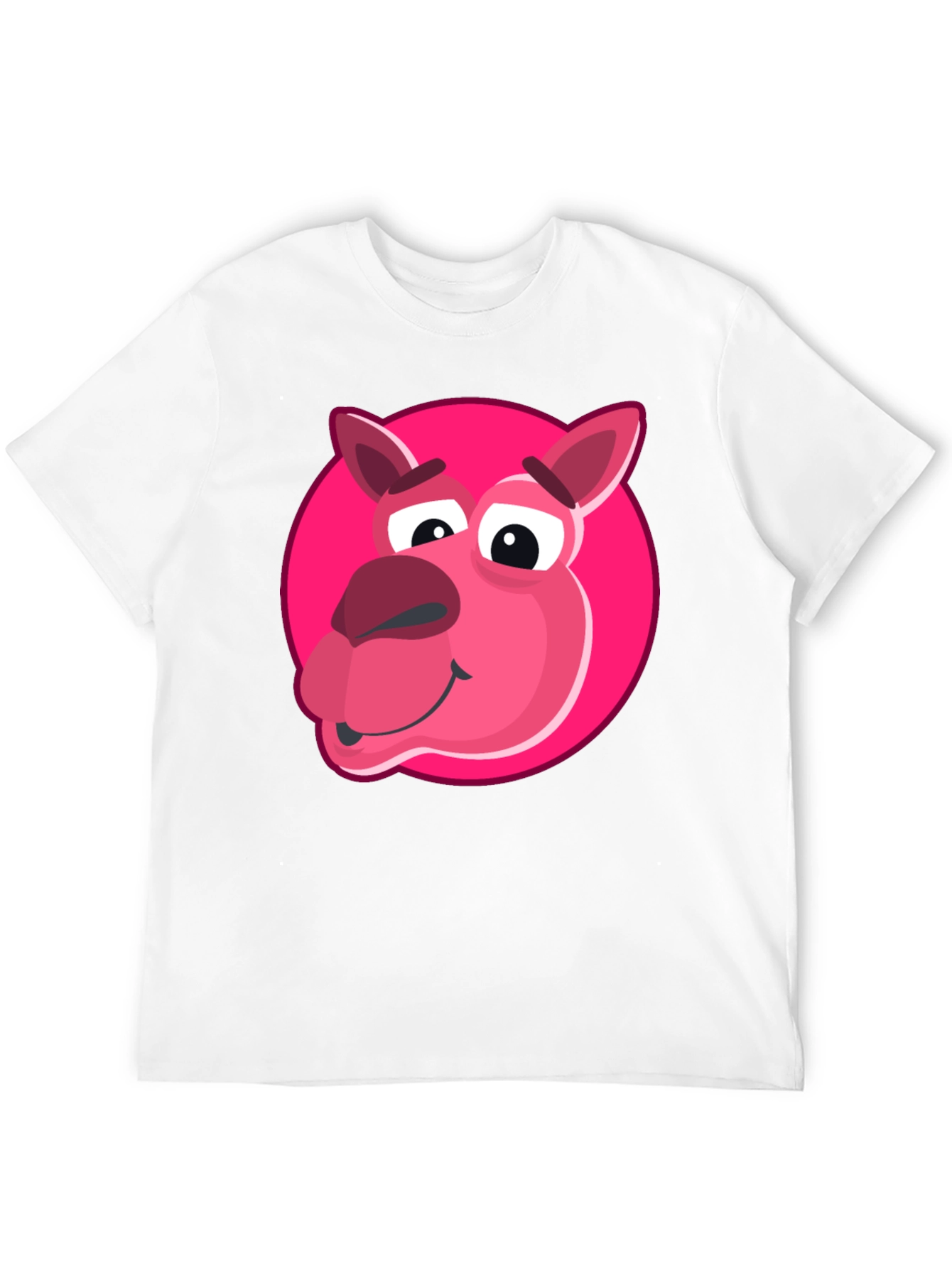 Cartoon Pink Animal Graphic Black T-Shirt