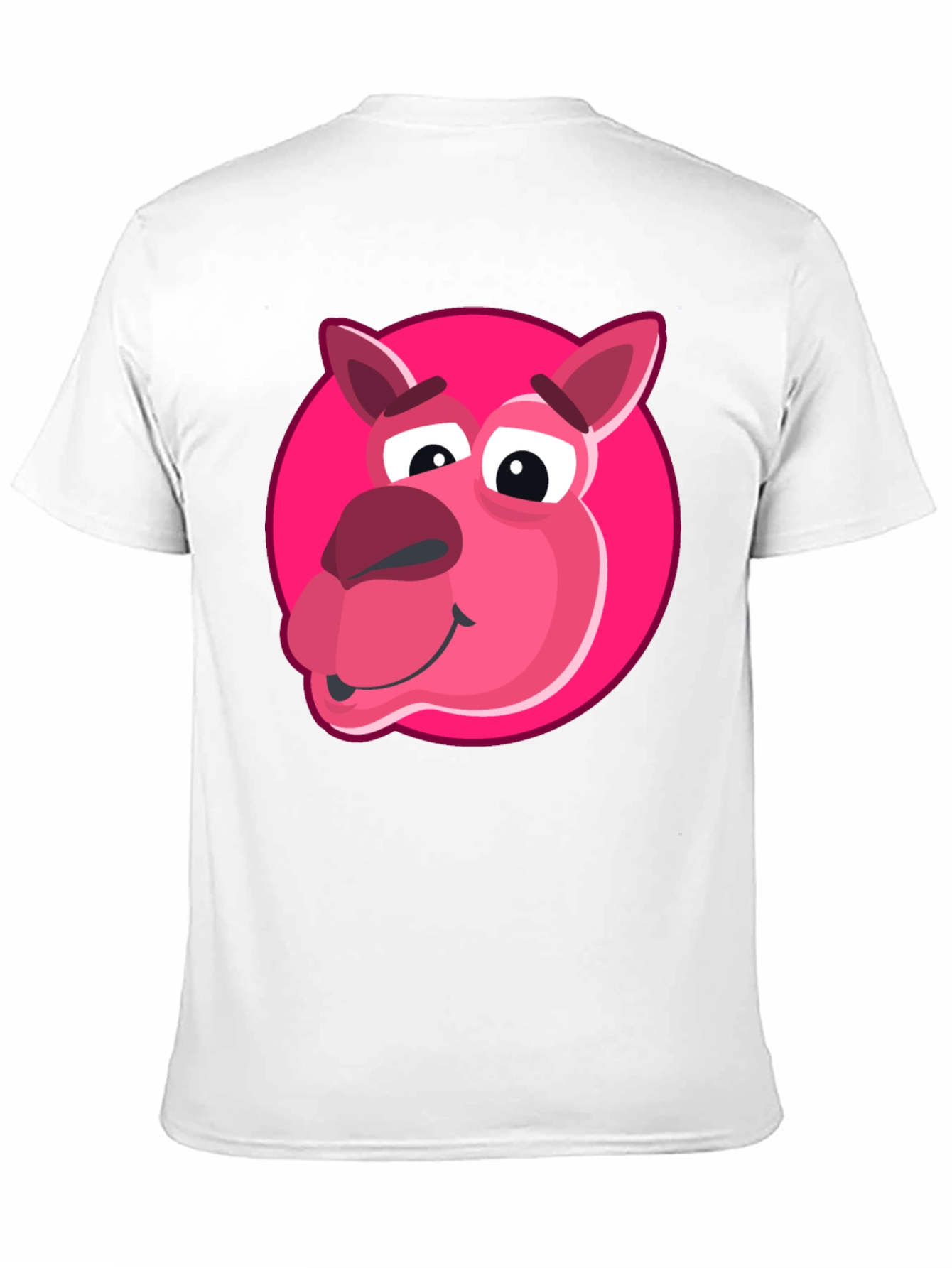 Cartoon Pink Animal Graphic Black T-Shirt