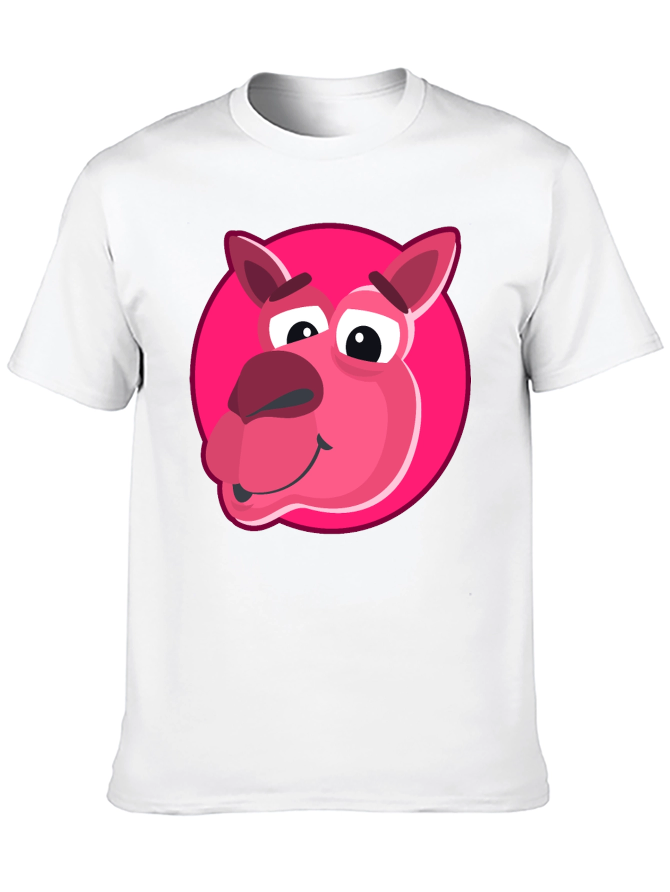 Cartoon Pink Animal Graphic Black T-Shirt