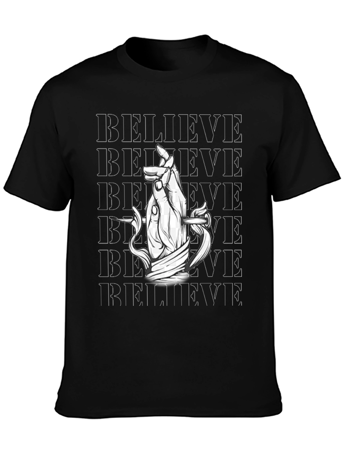 Believe Graphic Print Black T-Shirt