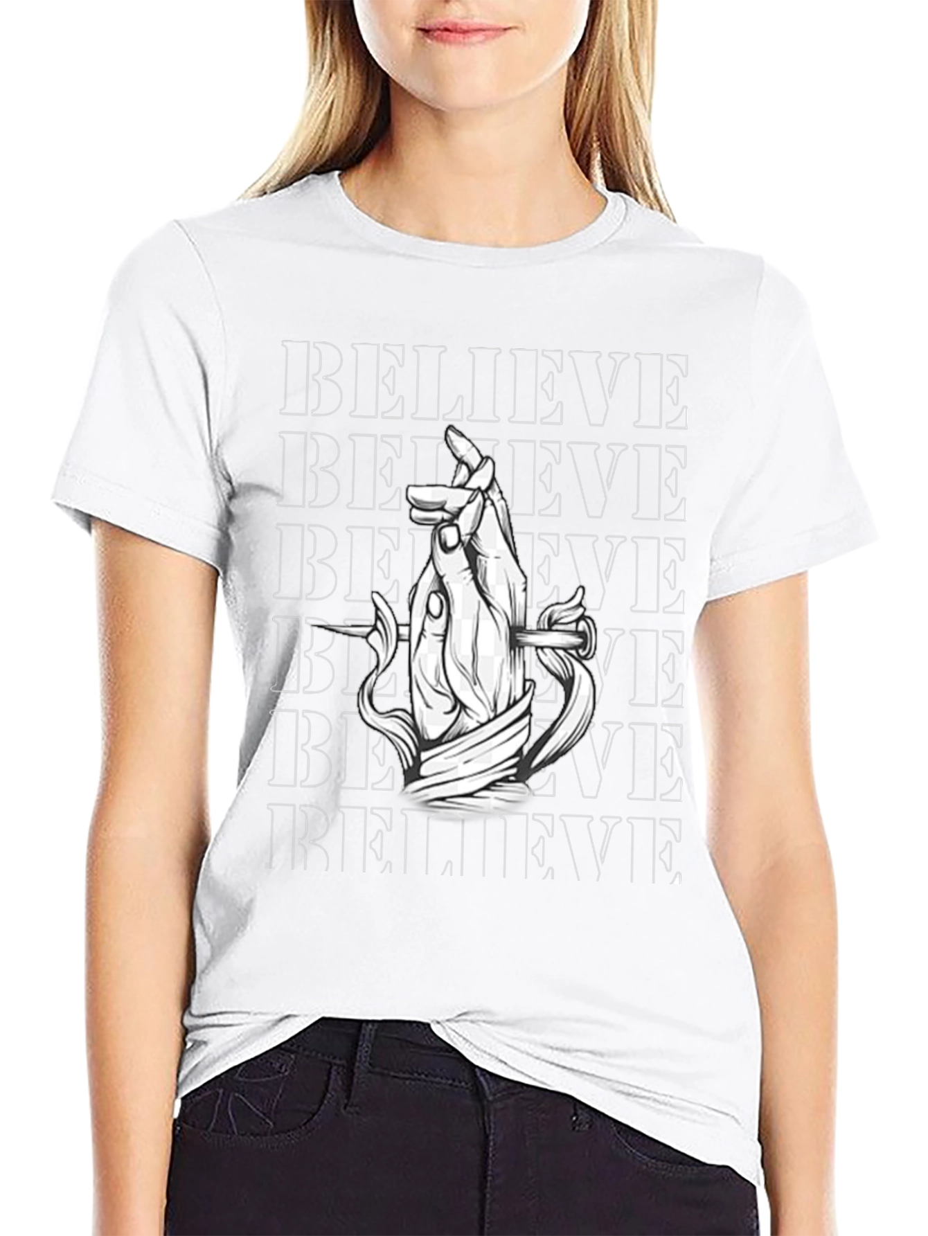 Believe Graphic Print Black T-Shirt