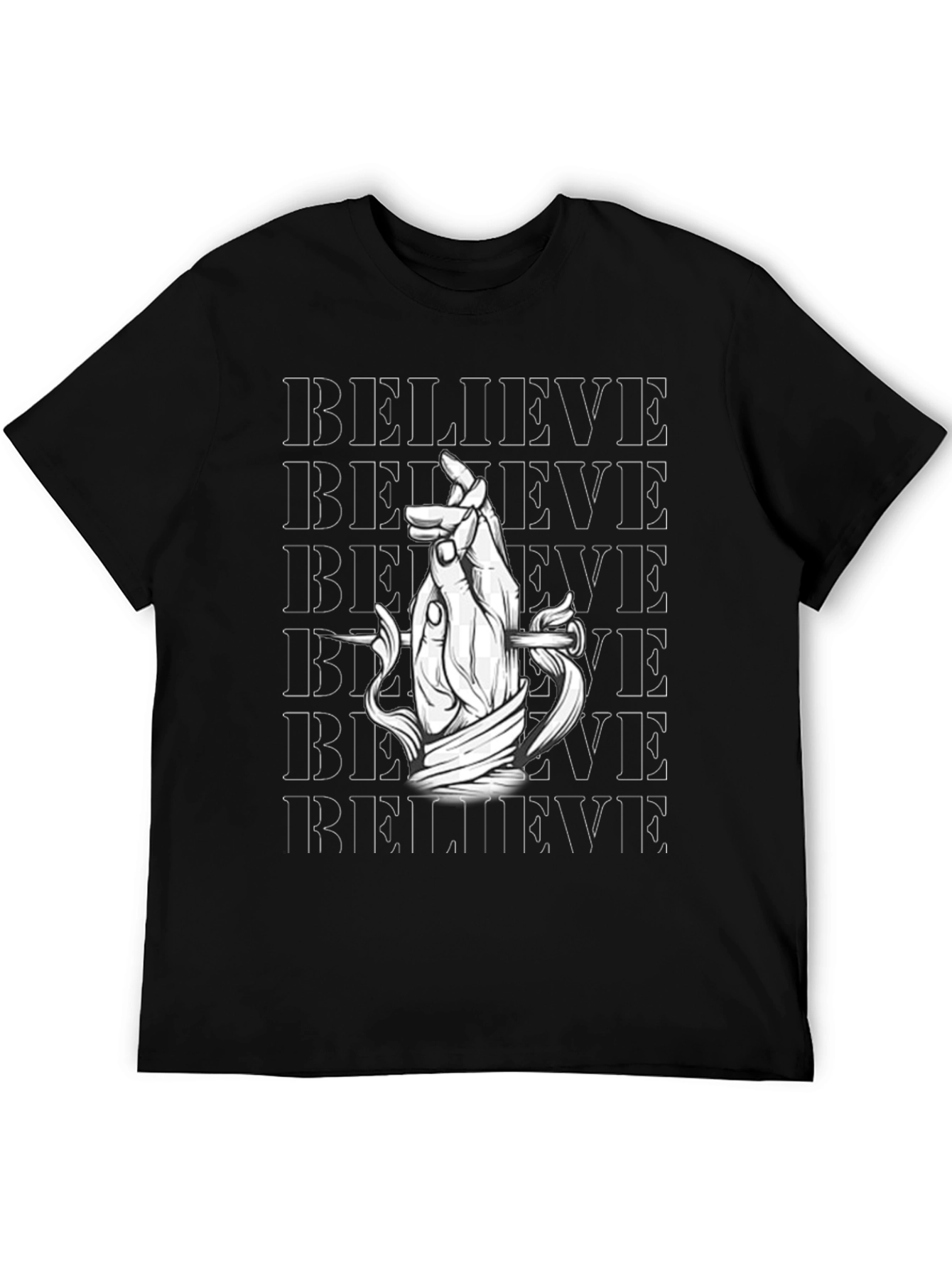 Believe Graphic Print Black T-Shirt