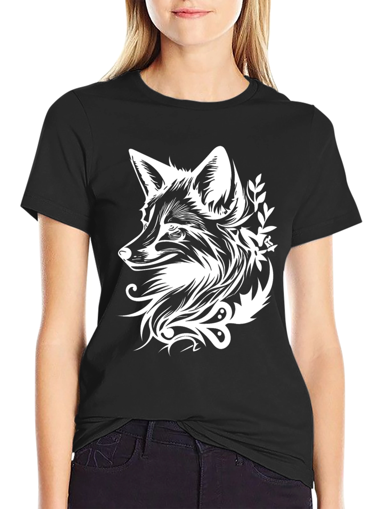 Fox Graphic Tee - Stylish Black T-Shirt
