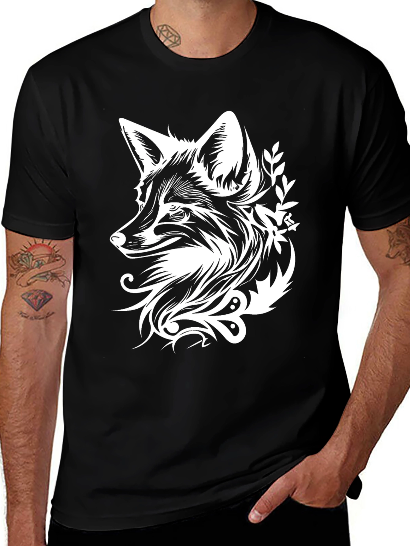 Fox Graphic Tee - Stylish Black T-Shirt