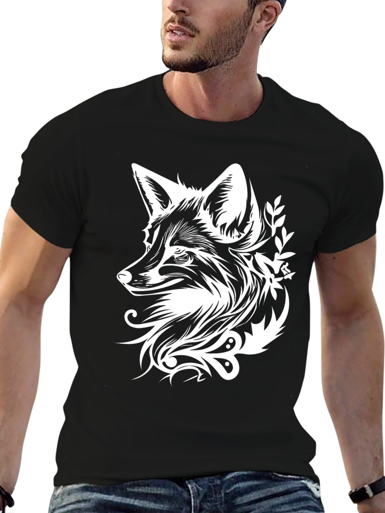 Fox Graphic Tee - Stylish Black T-Shirt