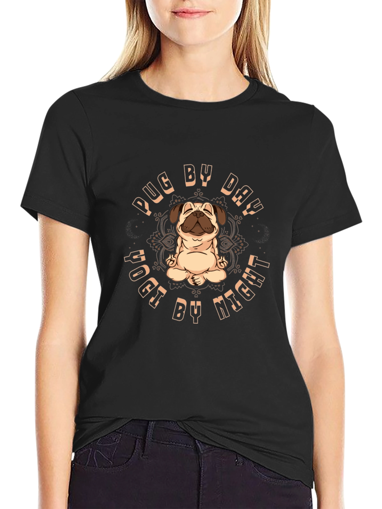 Pug Yoga T-Shirt - Day and Night Zen