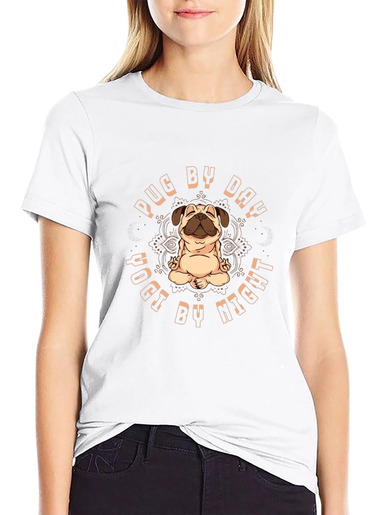 Pug Yoga T-Shirt - Day and Night Zen
