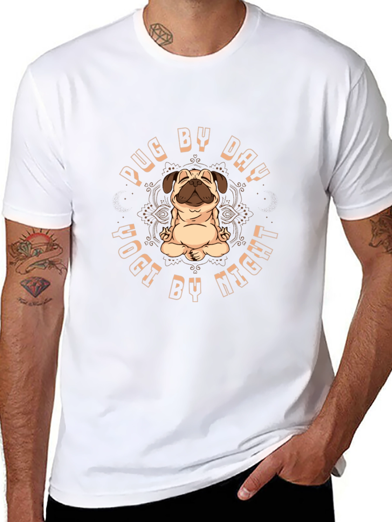 Pug Yoga T-Shirt - Day and Night Zen