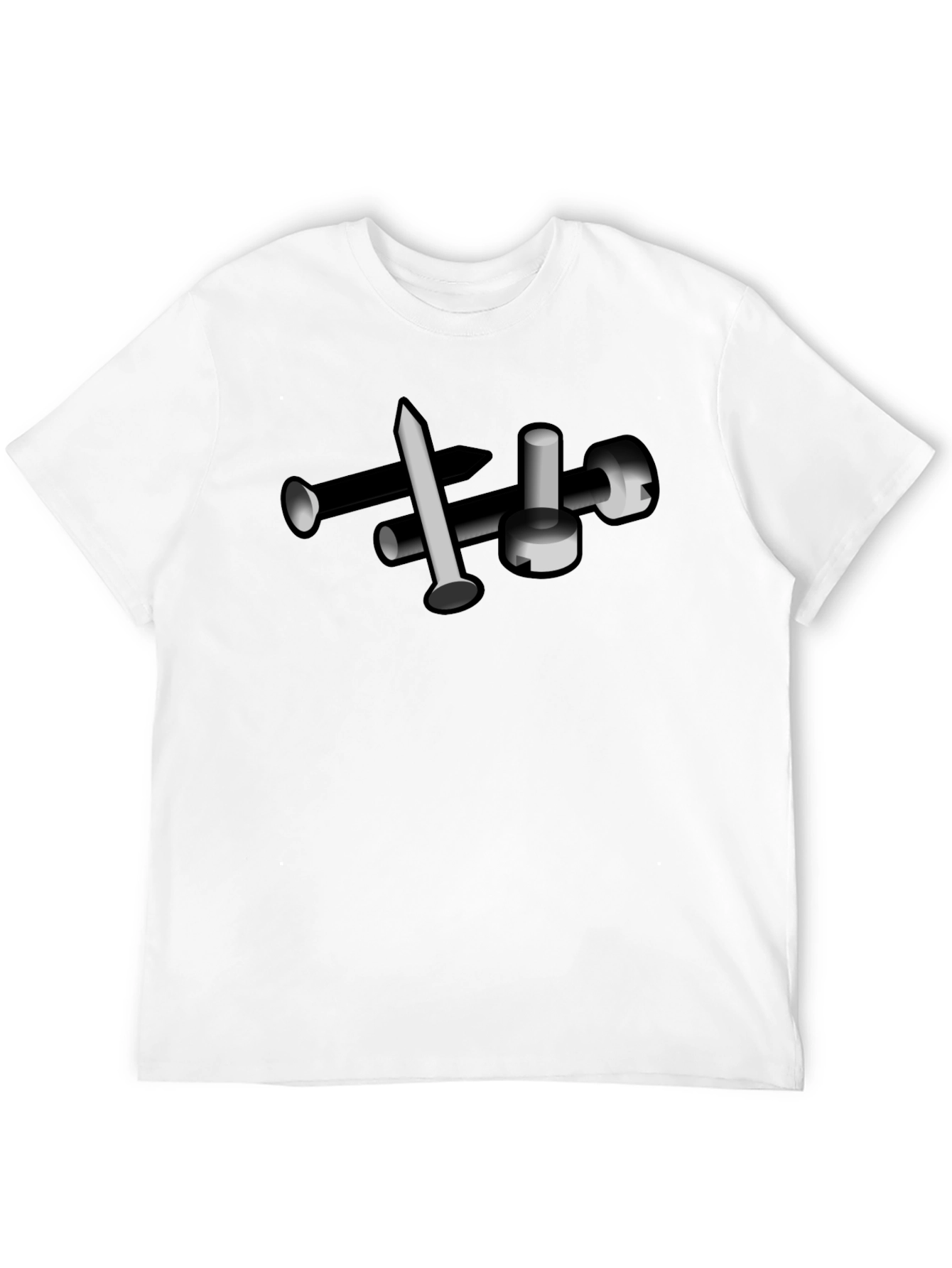 Nails & Screw Graphic Tee - Black Cotton T-Shirt