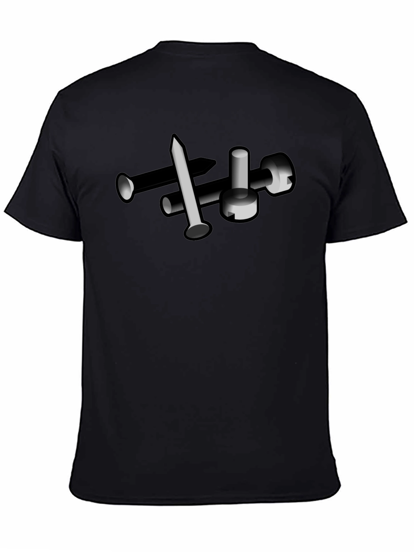 Nails & Screw Graphic Tee - Black Cotton T-Shirt