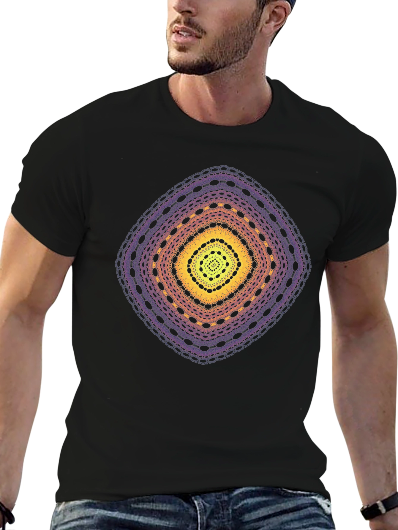 Abstract Diamond Graphic T-Shirt - Black