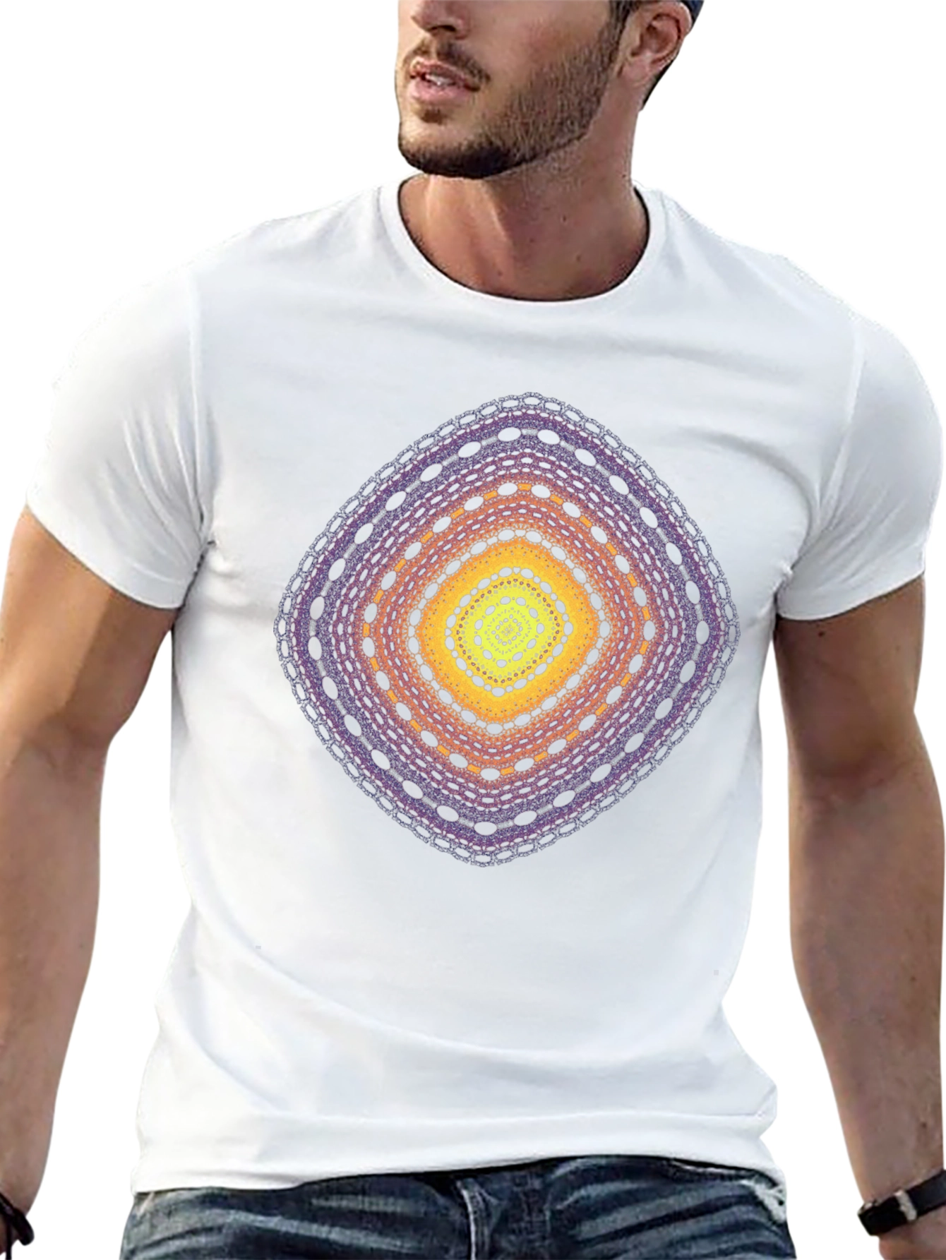 Abstract Diamond Graphic T-Shirt - Black