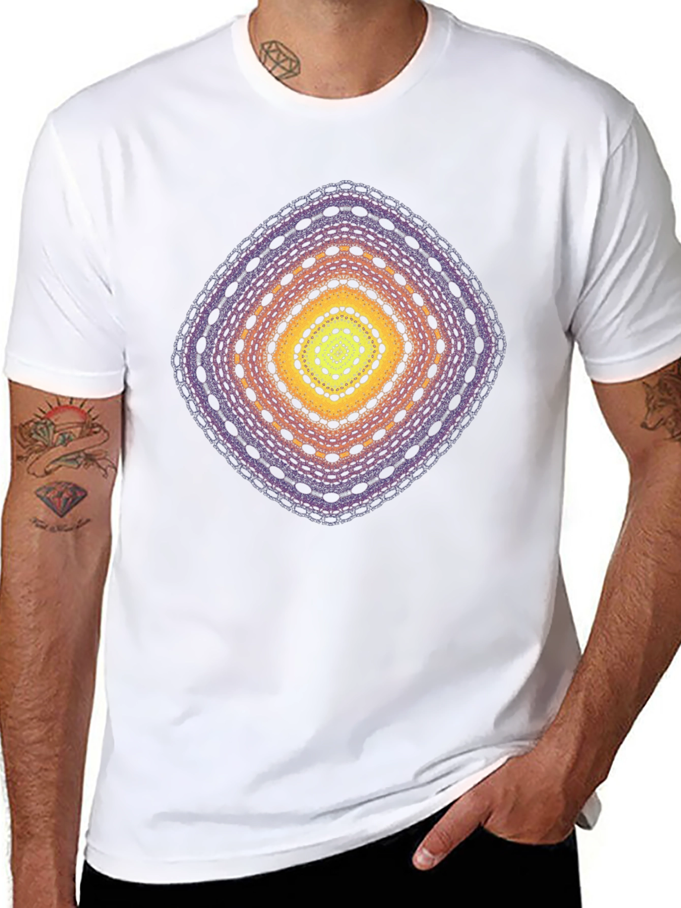 Abstract Diamond Graphic T-Shirt - Black