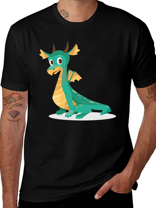Dragon Graphic Tee - Cute Cartoon Design Soft Cotton Shirt